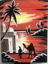 Buy Hand Painted, Sunset Acrylic Painting, Beautiful Tunisia, Sunset Canvas Painting • 5£