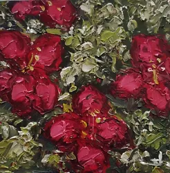 Buy Pink Flowers Oil Painting Vivek Mandalia Impressionism 8x8 Original Collectible  • 9.50£