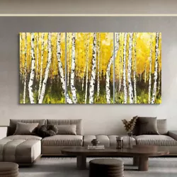 Buy H262 Hand-painted Oil Painting Texture Scenery Birch Forest Trees Wall Decor Art • 34.81£