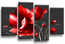 Buy Floral Wall Art Print Grey Red Rose Flower Painting Framed Split Picture Large • 28.99£