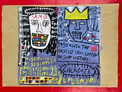 Buy Jean-Michel Basquiat (Handmade) Drawing Watercolor On Old Paper Signed & Stamped • 104.56£