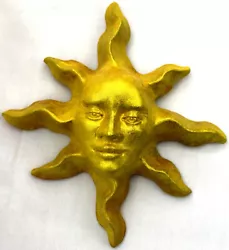 Buy Folk Art Sun Face Gold Sculpture, 11  Indoor Outdoor Signed Collectible Wall Art • 64.50£