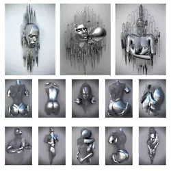 Buy 3D Abstract Metal Figure Statue Art Print Canvas Painting Poster Wall Home Decor • 4.88£