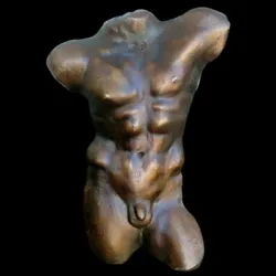 Buy Nude Naked Greek Male Man Gay Torso Sculpture Plaque Dark Bronze Finish • 49.25£