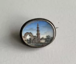 Buy Antique 19th Century Silver Miniature Watercolour Brooch Grand Tour  • 0.99£