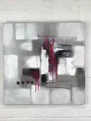 Buy Abstract Grey Purple Black White Canvas Art Piece 23.5x23.5  #JG • 12.21£