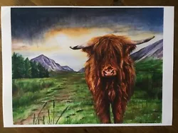Buy Highland Cow Gliclee Print A4 From Watercolour Painting - FREE UK 1st Class Post • 6.50£