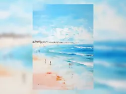 Buy Playful Coastal Scene - Seaside Fun Oil Painting Print 5 X7  • 4.99£
