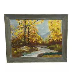 Buy Vintage Water Color Fall Colors Hand Painted Local Artist Wood Frame  • 47.96£