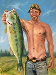 Buy Gay Art Male Portrait Fisherman Original Oil Painting Dan Green • 237.18£