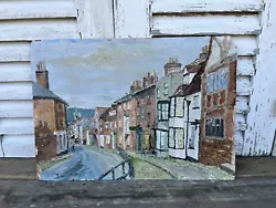 Buy British Oil Painting On Board, Village Setting, Vintage, Old, Rustic, Country • 84.99£