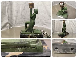 Buy 1930 Art Deco Sculptor Raymond Guerbe Signed Bronze Statue Female Nude Lamp • 976.49£
