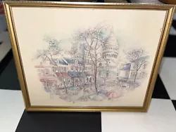 Buy Vintage Parisian Street Scene Watercolour & Pencil French Bernadette Coy Print • 14£