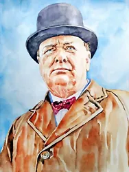 Buy 11.69 × 15.75   Winston Churchill ~hat~ Watercolor SIGNED And DATED • 40.61£