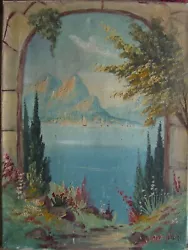 Buy J.v.vliet Lake View Forest Arch Mountain Landscape Enchanted Antique Sign • 146.69£