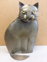 Buy Vintage Handmade Metal CAT Sculpture Aluminum Kitty FOLK ART Made In Mexico • 41.82£