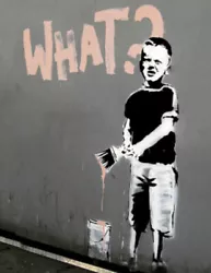 Buy BANKSY ART BOY WITH PAINT BRUSH - 3D BRANDALISED PICTURE PRINT 300mm X 400mm • 7.75£