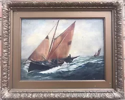 Buy 1900 Old Antique Oil Painting On Canvas Ship At Sea Signed By Artist Framed 42cm • 69.90£