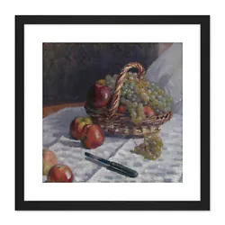 Buy Alfred Sisley Apples And Grapes In A Basket Painting Square Framed Art 9X9 In • 14.24£