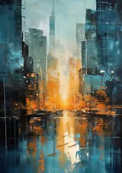 Buy 5x7 Dawn's Embrace: Captivating City Sunrise Oil Painting Print • 4.99£