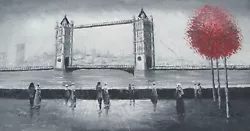 Buy London Tower Bridge Large Oil Painting Canvas Contemporary Long England Modern • 48.95£