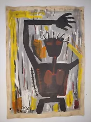 Buy Jean-Michel Basquiat Painting Drawing On Old Paper Signed Stamped 5 • 83£