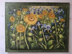 Buy Painting Van Gogh Sunflowers And Iris Art Contemporary Frame Green 106x136 • 282.82£
