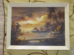 Buy Vintage Asian Oil Painting On Canvas Seascape Signed 26 X 33 Cm • 29.99£