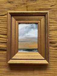 Buy Original Paintings Sky Vintage Old Picture Frame Antique Wood Sea Landscape • 29.98£
