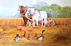 Buy * Harvest Time With Heavy Horses * Vintage Print Of A  Painting By Beningfield • 2.29£