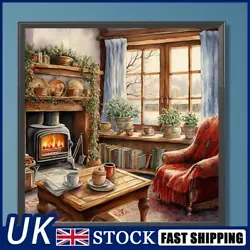 Buy Paint By Numbers Kit On Canvas DIY Oil Art Winter Fireplace Picture Decor40x40cm • 9.59£