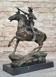 Buy Vintage Western Art: Kauba`s Cowboy On Horse Holding Gun - Bronze Sculpture Art • 547.15£