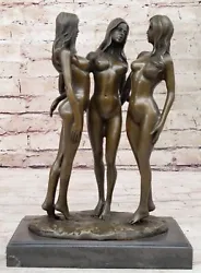 Buy Three Friends (bronze Nude 3 Graces Girls Females Sculpture Naked Erotic Figure • 410.11£