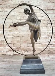 Buy Godard Hula Hoop Dancer Girl Hot Cast Bronze Art Deco Sculpture On Marble Base • 217.02£