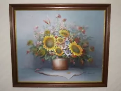 Buy Framed Sunflower Flower Arrangement Still Life Sign C.Benolt Oil Painting 60x70c • 99.99£