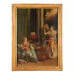 Buy Antique Painting With The Announcement Oil On Hardboard Italy 500 • 16,220£