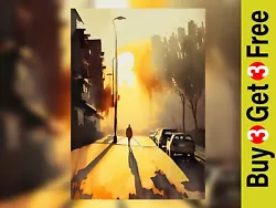Buy Urban Serenity: Sunrise Over An Urban Scene Watercolor Painting Print - City 5x7 • 4.99£