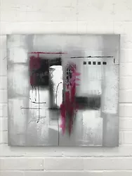 Buy Abstract Grey Purple Black White Canvas Art Piece (2) 23.5x23.5  #JG • 12.21£