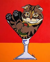 Buy SCOTTISH FOLD CAT MARTINI Art PRINT Of Painting By VERN • 11.32£