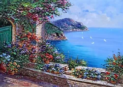 Buy Amalfitan Coast Painting Oil Original Painter D.caiazza Italian Home Decor Italy • 375.21£