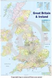 Buy United Kingdom GB UK Road Map - Professionally ENCAPSULATED / LAMINATED Poster  • 11.99£