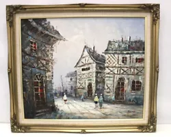 Buy BERNARD French Old Town Street Scene SIGNED OTRIGINAL Oil Painting FRAMED - G26 • 9.99£