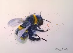 Buy ORIGINAL Signed Watercolour Painting BEE Insect Flower Wildlife Art Clare Crush • 23.99£