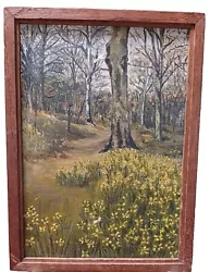 Buy Antique  Small Oil Painting  Floral Woodland Scene  Wood Frame 18 X 13 Cm • 20£