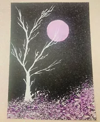 Buy Handmade Acrylic Painting. Purple Moon Within The Serene Tree  • 2£