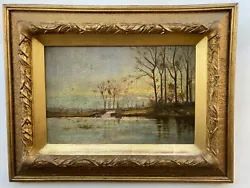 Buy Original Antique English School Oil Painting Sandford Weir Oxfordshire Landscape • 145£