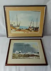 Buy A J Owen Boats Framed Paintings, 2 A J Owen Paintings, 32x27cm & 38x31cm • 29.99£