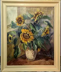 Buy Carl Mortensen 1861 Danish Antique Vintage Sunflower Still Life Oil Painting Art • 750£