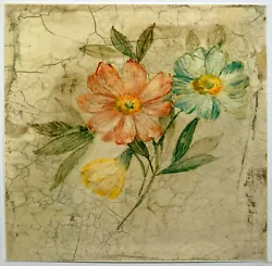 Buy Craquelure Distressed Aged Background With Painted Flowers 2, Reproduction Print • 12£