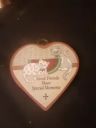 Buy Vintage Heart Shaped Wooden Cat Plaque  Good Friends Share Special Moments  • 4.13£